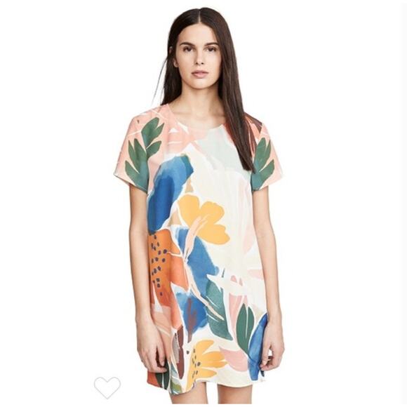 MinkPink Abstract Foliage Tee Dress Women's X-Small Casual Artsy - Picture 1 of 10